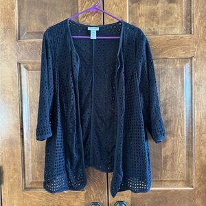 Catherines 100% Cotton Black Cardigan - Women's Size 1X (18/20W)